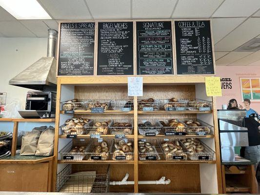 Bagel rack and menu