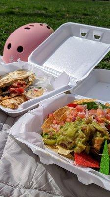 The Collar Nachos and  Veggie Quesadilla with Pineapple Fruit Salsa