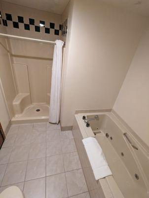 King Suite, Jetted tub & Walk in Shower.