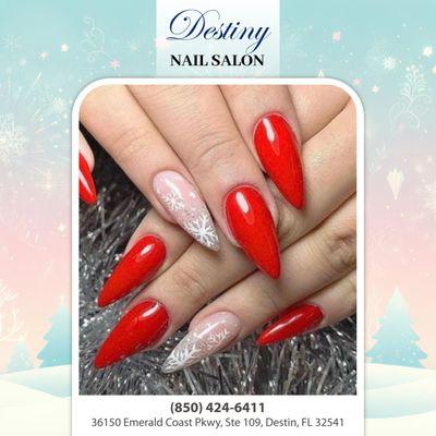 "Winter vibes on your fingertips! Adorn your nails with cool hues and frosty designs to capture the essence of the season.  #WinterVibes