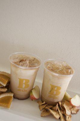 Our fall seasonal drinks specials are here! Our caramel apple and pumpkin pie lattes are available hot or iced