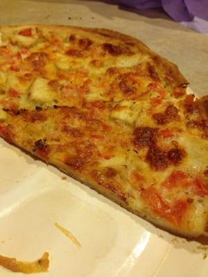 Garlic chicken without onions in thin crust