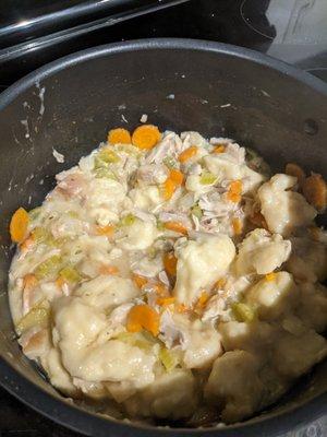 Today's load of vegetables went into a pot of chicken and dumplings.