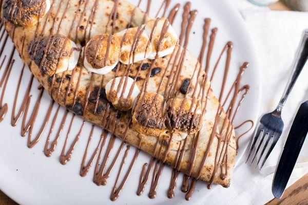 S'mores Calzone - marshmallow, Graham cracker, Nutella... pure decadence.