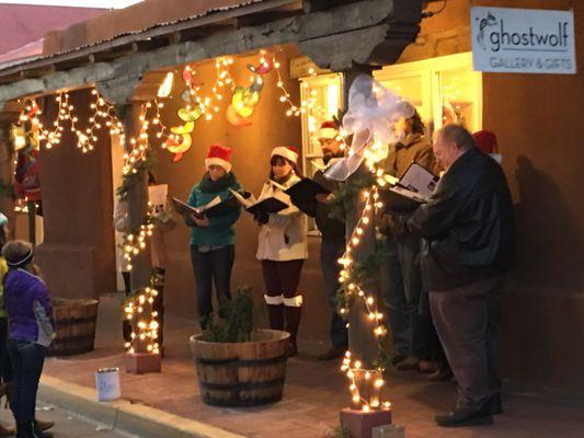 Caroling outside the gallery during Holiday Stroll 2016