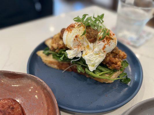 Corn fritter toast