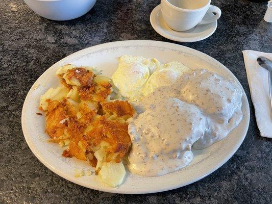 Biscuits & Gravy, home fries & eggs