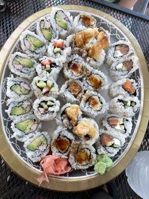 California roll, Philadelphia roll and Shrimp Tempura roll