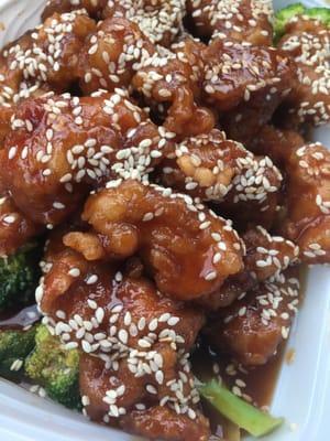 Sesame chicken... LOOK AT ALL THAT CHICKEN. Yum!