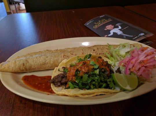 Steak taco and queca