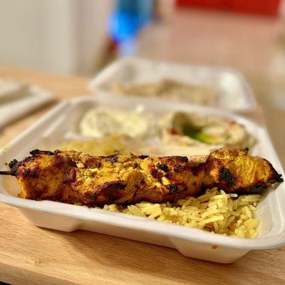 Kids Chicken Kabob was delicious. Love the hummus and rice pilaf as well. All very flavorful. 5 out of 5.