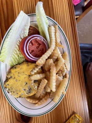 Grocery Burger with fries