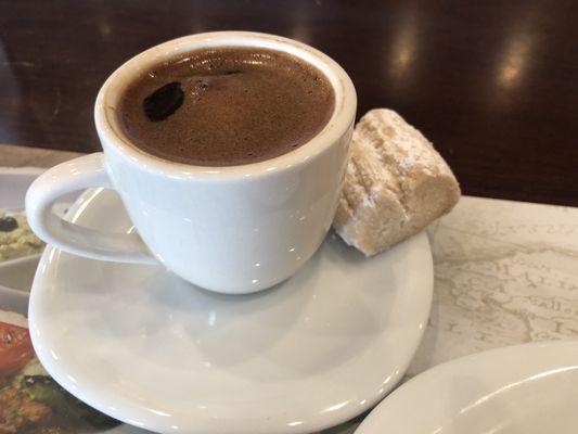 Turkish Coffee w/cookie:  The most delicious way to guarantee you stay awake for hours