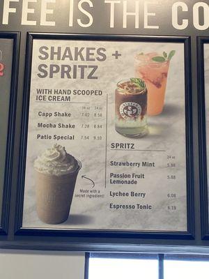 Menu-shakes & spritz