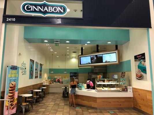 Cinnabon is on the Second Floor of the Fox Hills Mall Near Target