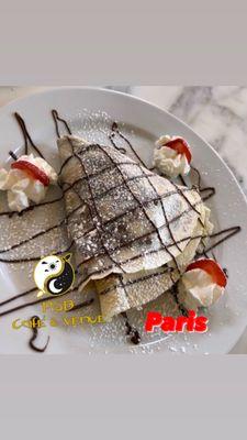 Paris Crepe, with strawberry, banana, Nutella and whipped cream.