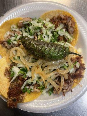 Street Tacos de carne asada and carnitas are so bombb i gotta have em every week!!!