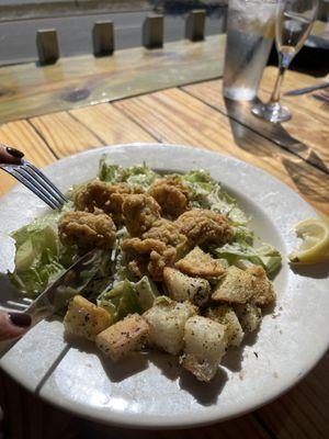 Caesar salad with fried oysters