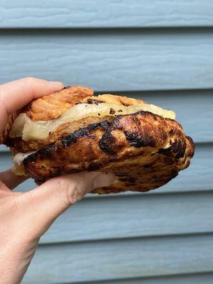 Burnt up breakfast sandwich