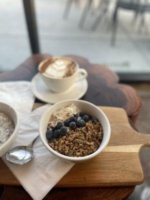 Greek yogurt bowl and a Ripon Fog tea!! Yummmmm