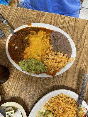 Carne guisada/cheese enchilada