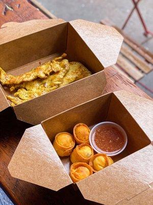 Crab Rangoon and Chicken Satay