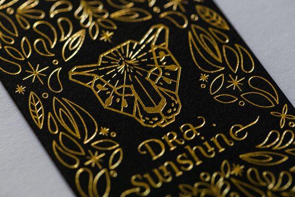 Gold foil business card set - closeup