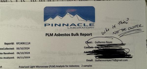 Fake testing report. IDK who Guillermo Reyes is?