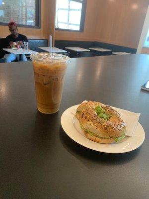 Honey Lavender Coffee and an Everything Bagel w/ Avocado