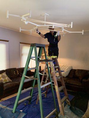 Designer Chandelier delivery and installation! Residential white glove specialty pieces handling.