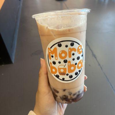 Red bean milk tea with red beans topping