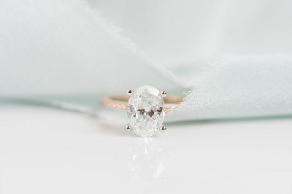 A custom oval engagement ring.