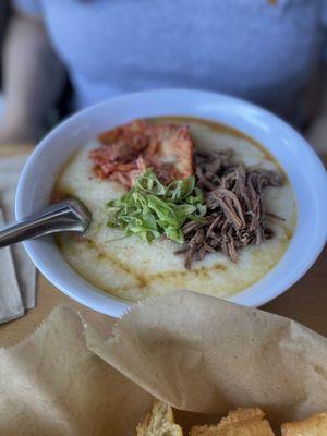 Slow-Cooked Beef and Kimchi Congee