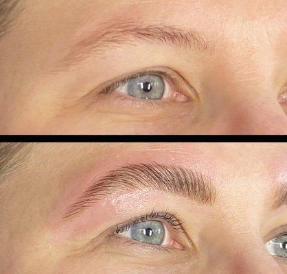 Lash lift with brow Lamination, what a difference this simple service can provide for up to 6-8 weeks.