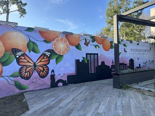 This mural is diagonal from the Riverside Plaza on De Anza and Central (the same parking lot as Kung Fu Tea).