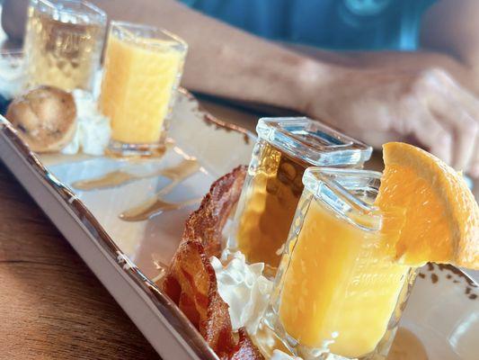 Irish breakfast shot and blueberry pancake