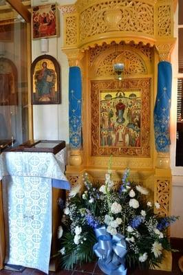 A photo of our Cathedral's icon of The Holy Protection of the Mother of God