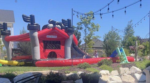 Pirate ship inflatable bounce house with pool