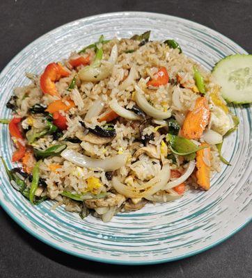 Basil Fried Rice, No Protein, Lunch Portion. Our lunch entrées include a complimentary spring roll. Join us today for great Thai Food.