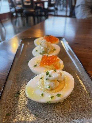 Grandma's Deviled Eggs - trout and maryland crabmeat