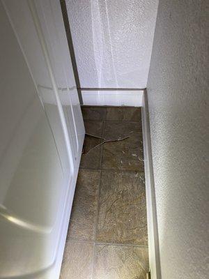 Flooring damage caused by their technician.