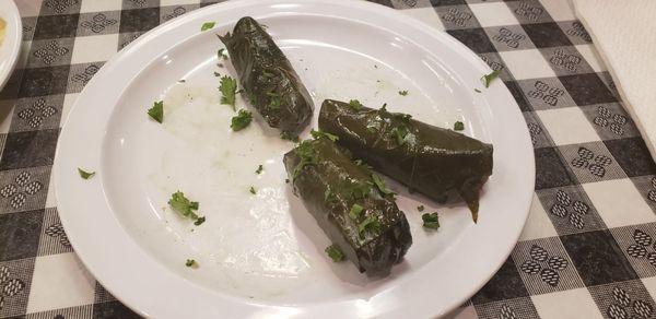 We ate 3 dolmades before I remembered to take a picture. Served warm here!