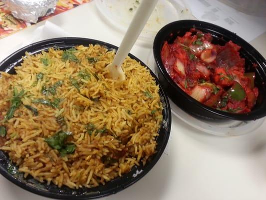 Lamb biriyani and Tara paneer