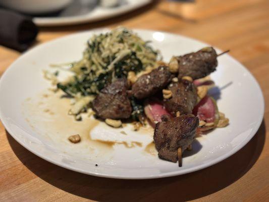 Filet Mignon skewers with cole slaw!