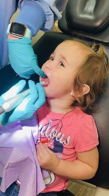 My daughter getting her teeth cleaned a little over a year ago!