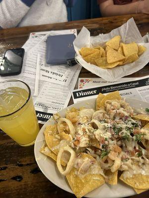 Seafood Nachos & Passionfruit Margarita