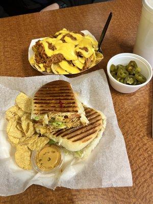 Chicken Torta & pork nachos