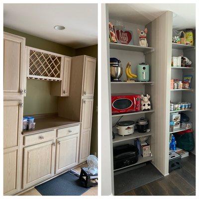 Outdated cabinets to a pantry