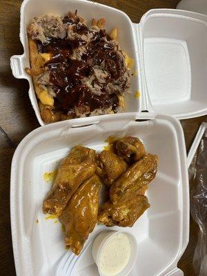 Wings and BBQ cheese fries - yummy!