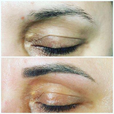 The before and follow up after brow shot..